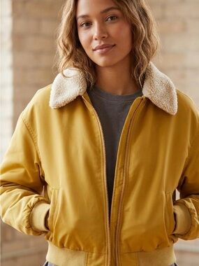 Levi's Mustard Yellow Bomber Jacket with Sherpa Collar